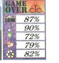 GAME OVER: 87% / 90% / 72% / 79% / 82%