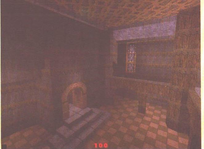 Quake — interior cu vitraliu