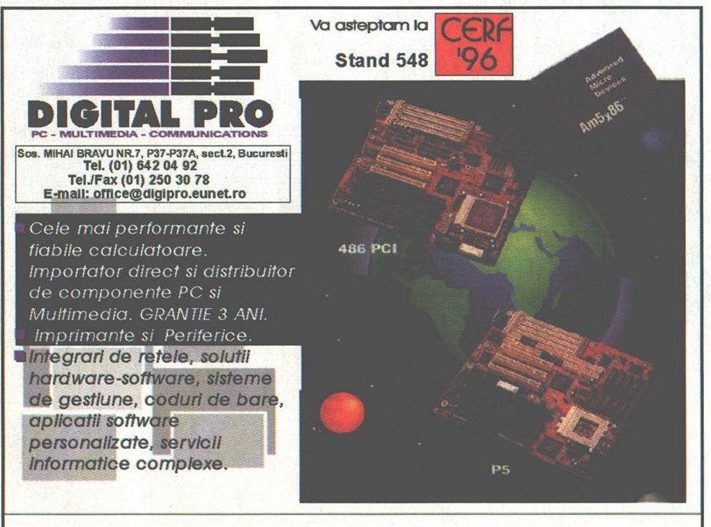 Digital Pro / CERF '96 (reclamă de jumătate de pagină)