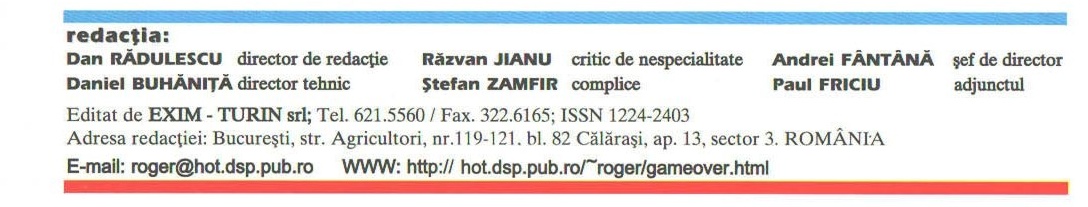 Caseta redacțională Game Over