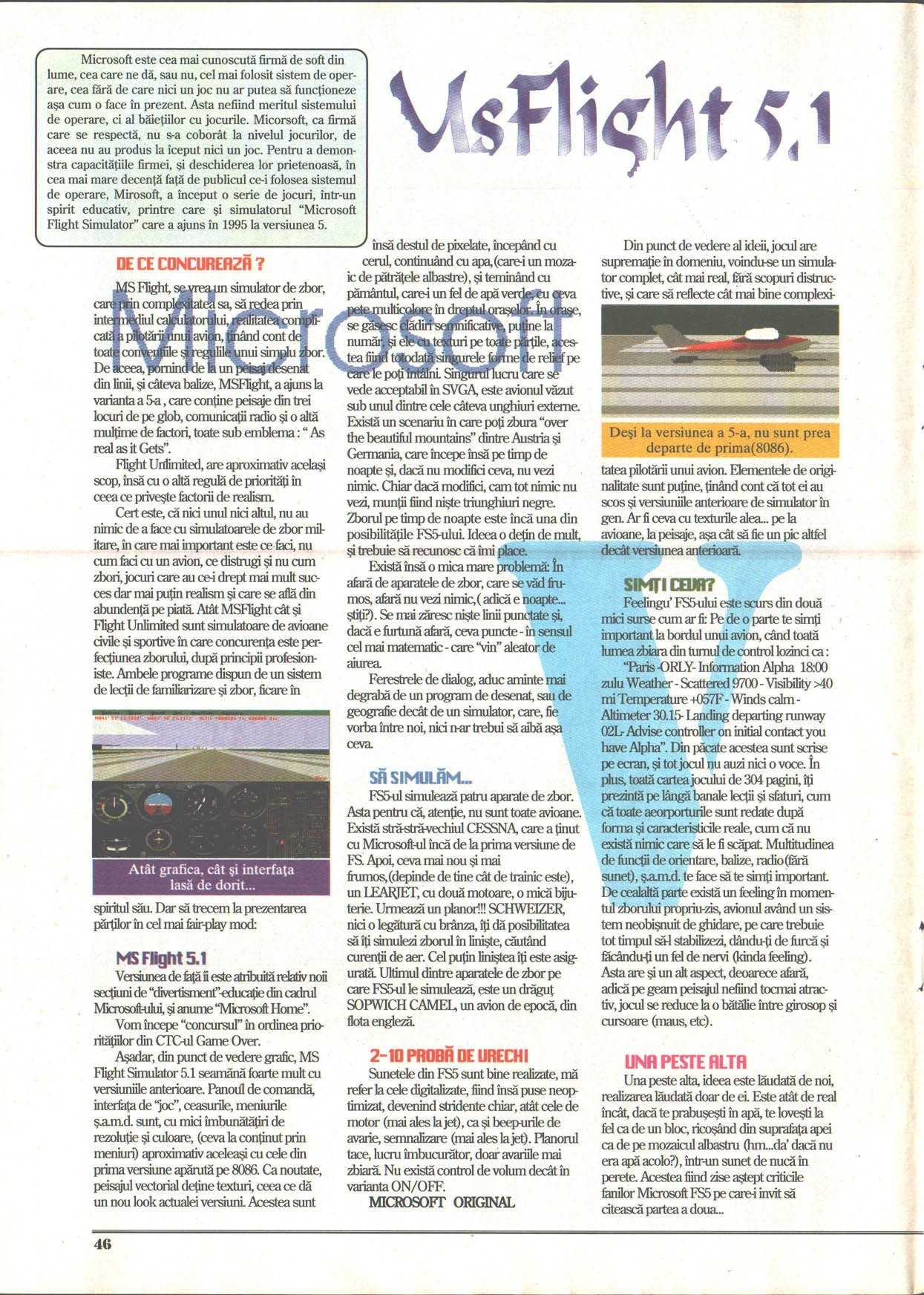 Numărul 2, pagina 48 — MsFlight 5.1 (Microsoft Flight Simulator 5.1)