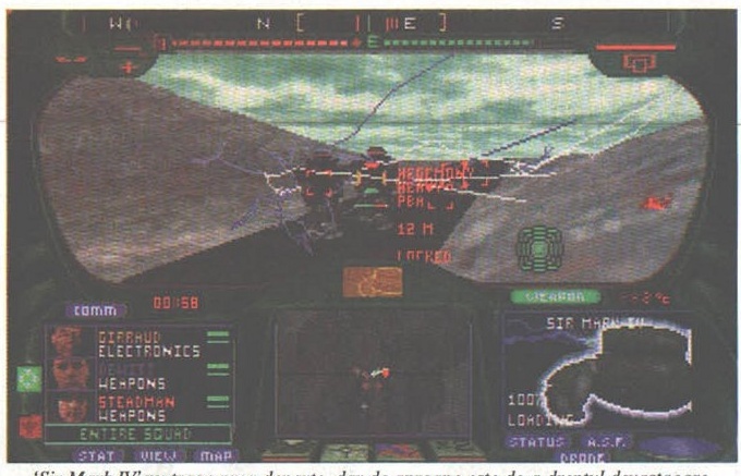 Terra Nova — targeting a 'Sir Mark IV' enemy at range, with the printed caption: "'Sir Mark IV' nu trage prea departe, dar de aproape este de-a dreptul devastaoare."