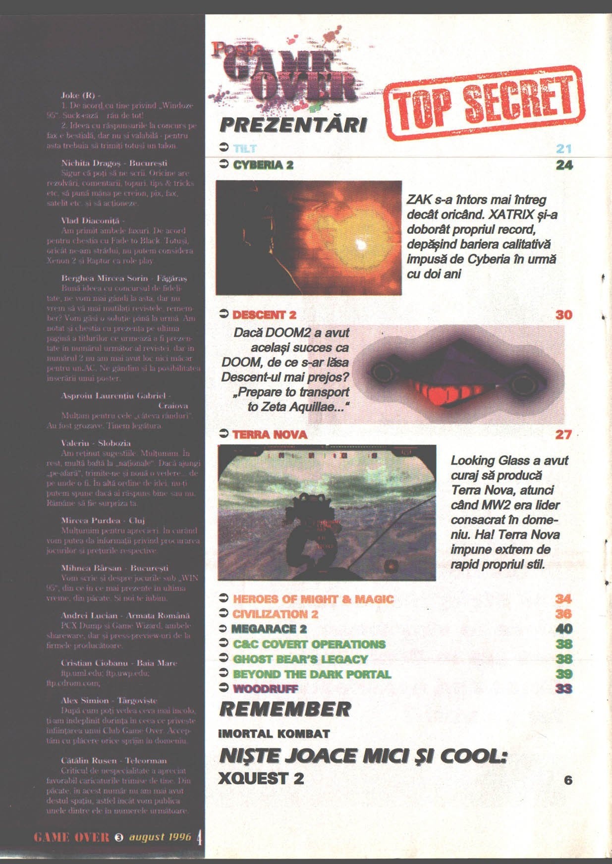 Numărul 3, pagina 6 — Posta GAME OVER (scrisori)