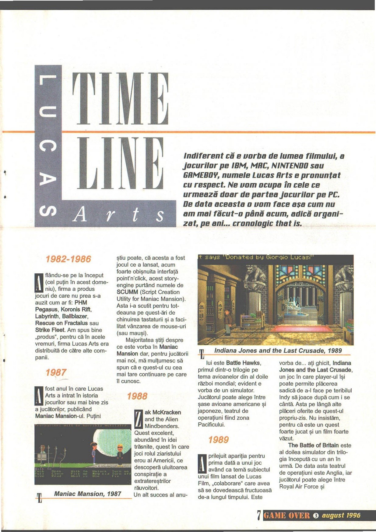Numărul 3, pagina 9 — Time Line: Lucas Arts