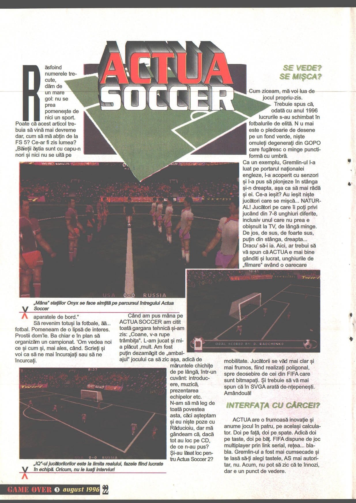 Numărul 3, pagina 24 — Versus: Actua Soccer vs FIFA '96