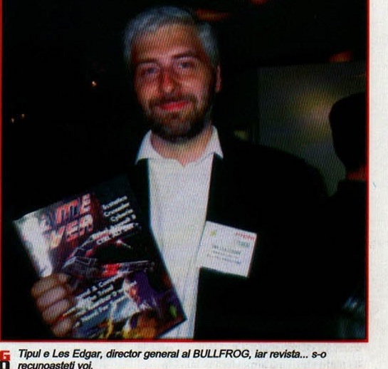 Tipul e Les Edgar, director general al BULLFROG, iar revista... s-o recunoașteți voi.