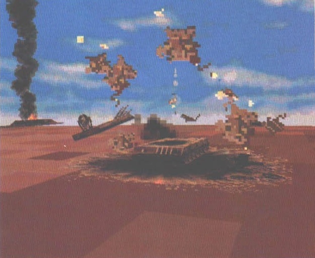 Jane's AH-64D destroyed tank and debris on the desert floor