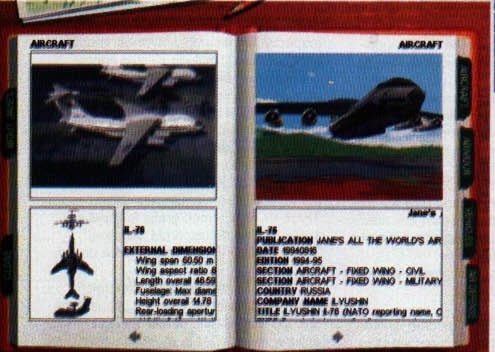 Screenshot of the in-game Jane's aircraft-recognition encyclopedia, open on an IL-76