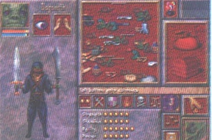 Character/inventory management screen with the drag-and-drop item grid