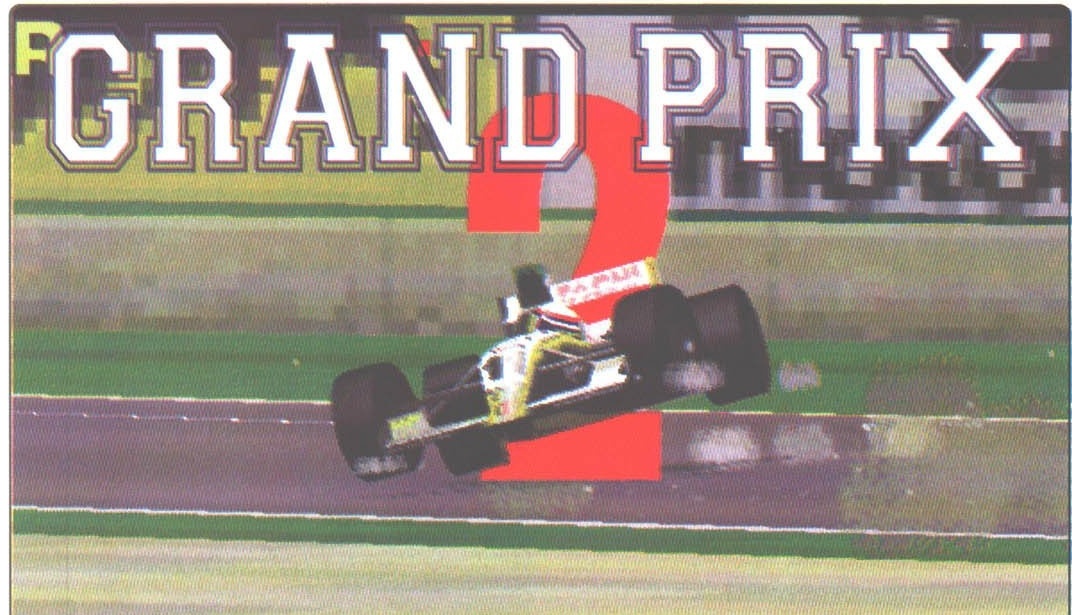 GRAND PRIX 2 title banner over a spinning-car photo