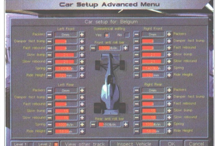 In-game \"Car Setup Advanced Menu\" screenshot
