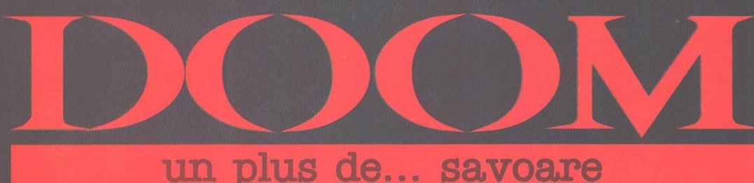 \"DOOM / un plus de... savoare\" title banner over a skull graphic