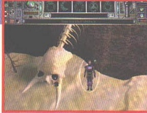 In-game screenshot of a large bone-white creature, captioned \"Dreapta: Tot fara steag si... tot moarta.\"