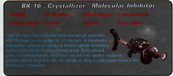 BK-16 „Crystallizer" Molecular Inhibitor — panou cu caracteristici