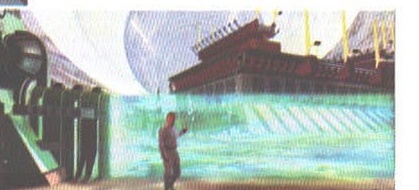 Explorator în fața unei structuri uriașe din interiorul navei