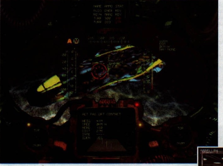 Submarine cockpit view with HUD readouts