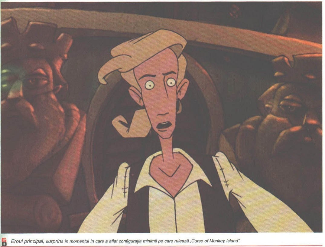 Eroul principal, surprins în momentul în care a aflat configurația minimă pe care rulează „Curse of Monkey Island".