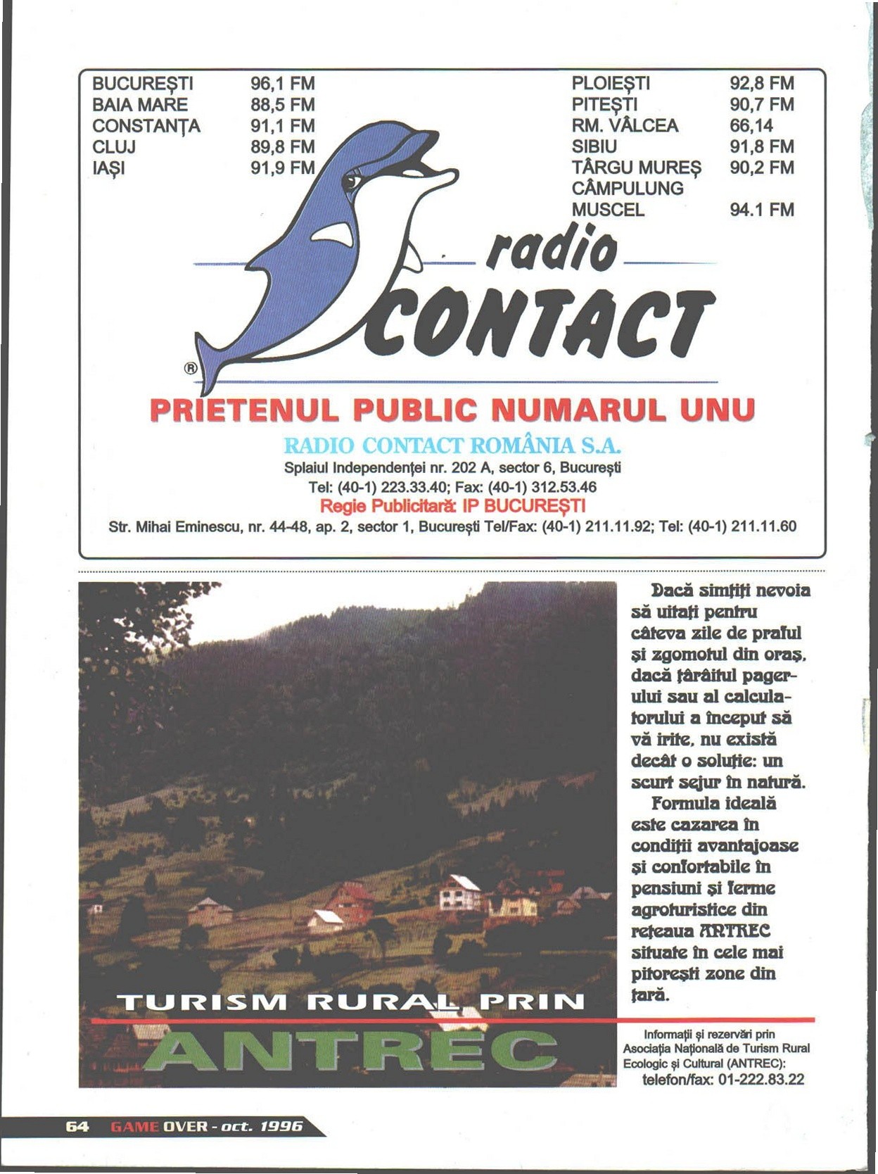 Numărul 4, pagina 66 — Radio Contact & ANTREC (reclama)