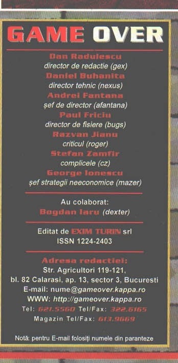 Caseta redacțională GAME OVER