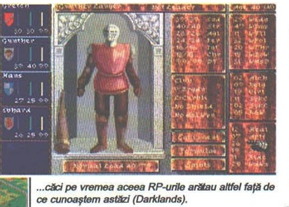 Darklands - fișa de personaj (cu legenda tipărită)
