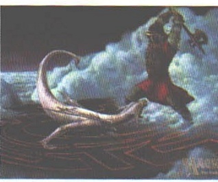 Ilustrație de carte Magic: The Gathering — vrăjitor și șarpe de mare
