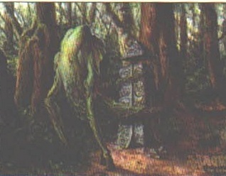 Ilustrație de carte Magic: The Gathering — creatură în pădure