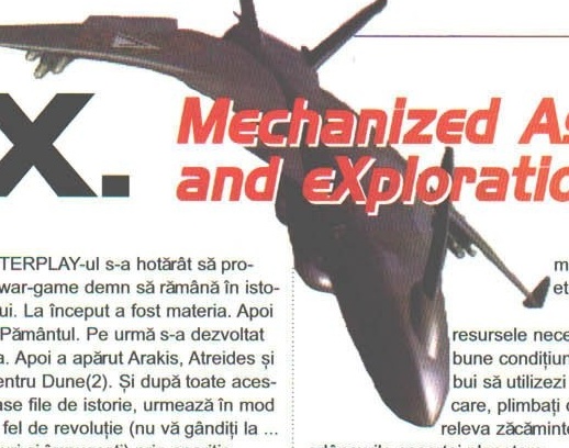 Render decorativ al unei aeronave M.A.X., așezat peste titlu și peste coloanele de text (pagina înfășoară textul în jurul ilustrației, deci dreptunghiul prinde inevitabil și text)