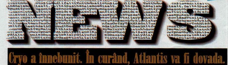 Bannerul NEWS și titlul „Cryo a înnebunit. În curând, Atlantis va fi dovada."