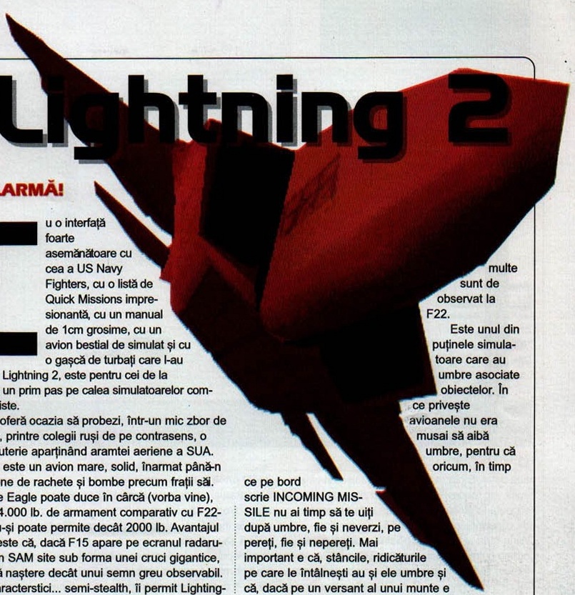 Ilustrația de deschidere: F-22 randat în roșu (pagina înfășoară textul în jurul ei, așa că decupajul prinde rânduri din coloanele alăturate)