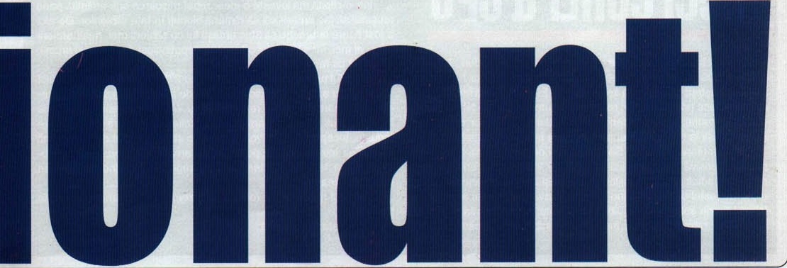 Cuvântul-afiș „…ionant!" — a doua jumătate a cuvântului „Impresionant!", început pe pagina precedentă