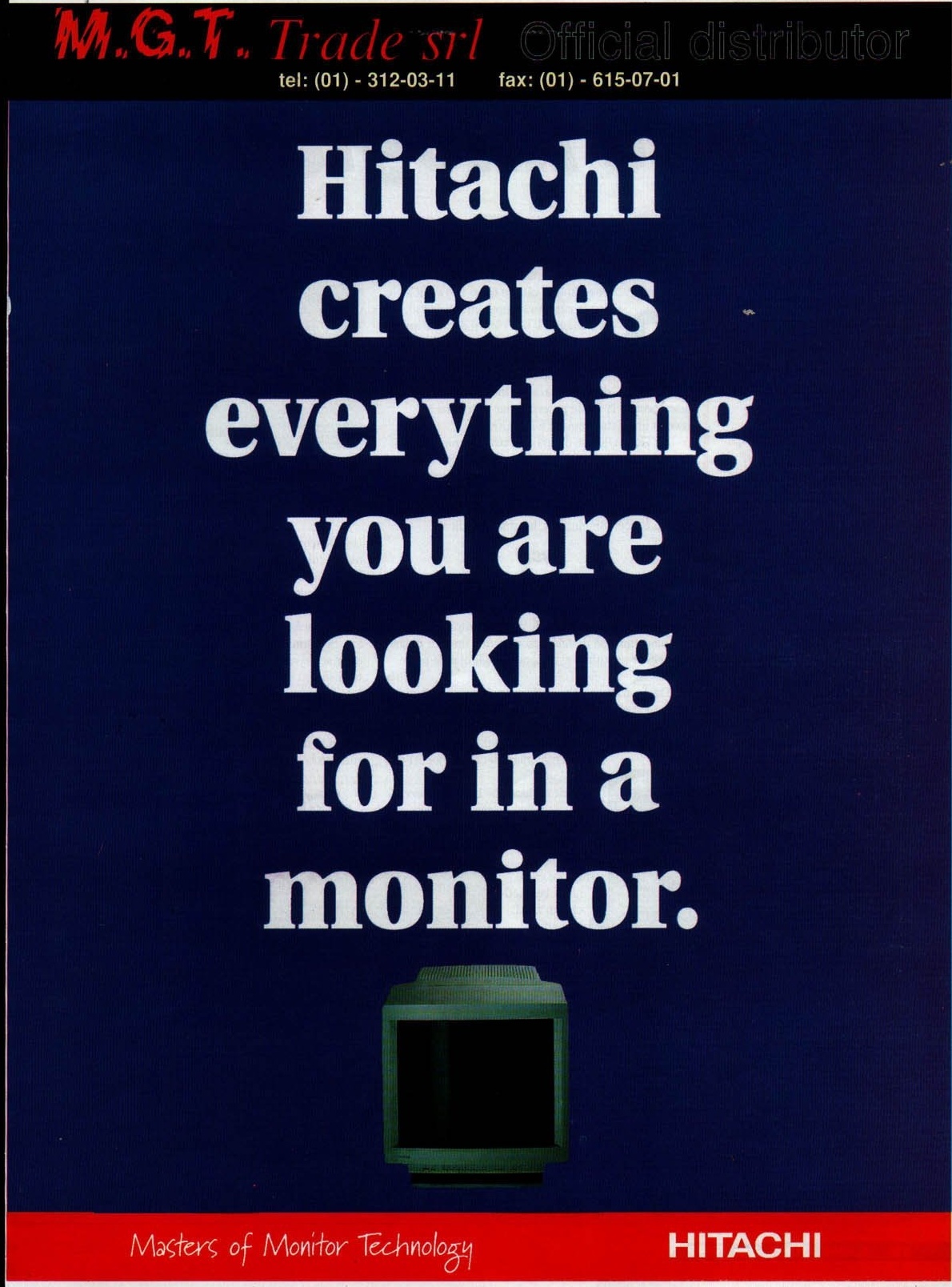 Reclama de pagină întreagă M.G.T. Trade srl / Hitachi