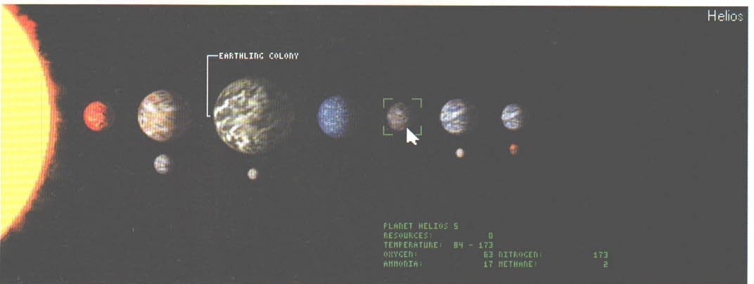 Sistemul Helios, cu colonia pământeană marcată