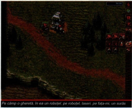 Pe câmp o gheretă, în ea un roboțel, pe roboțel, laseri, pe fața-mi, un surâs