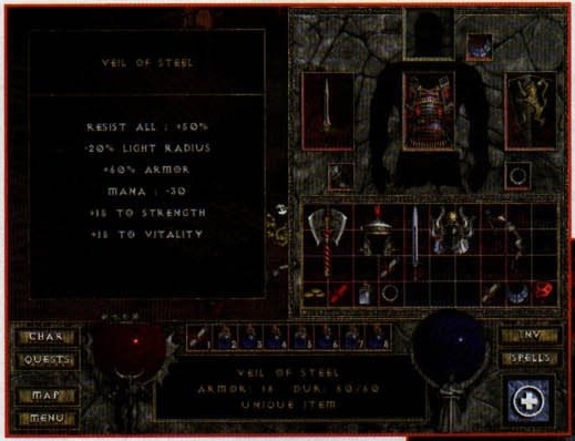 Veil of Steel — unique item, cu inventarul alături
