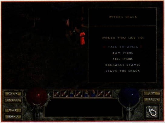 Witch's Shack — meniul de dialog cu Adria