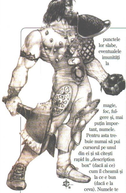 Ilustrație: războinicul cu topor, tipărită fără chenar și tăiată de marginea de sus a paginii