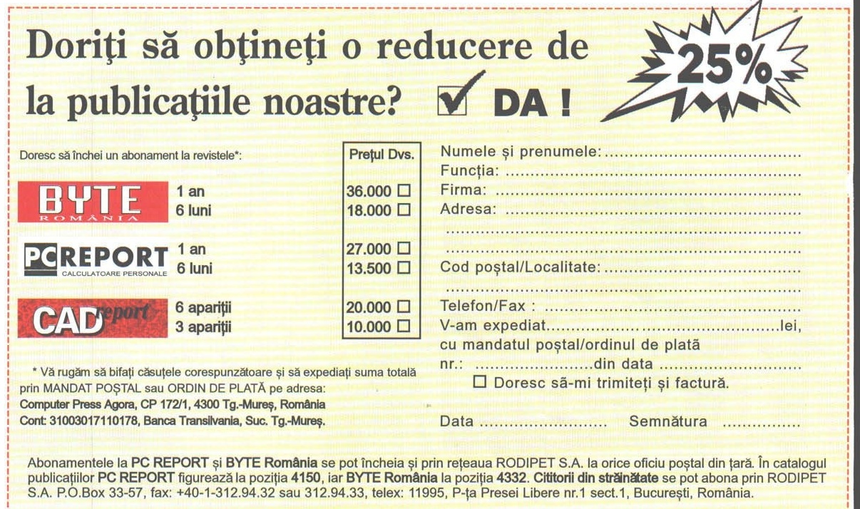 Talonul de abonament: „Doriți să obțineți o reducere de 25% la publicațiile noastre?”