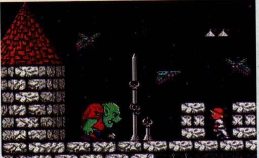 Imagine din Monster Bash. Legenda din pagină: „Monster Bash. Un joc la fel de mare ca primele 10 de secunde din intro-ul Phantasmagoriei."