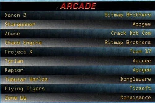 Tabelul categoriei ARCADE