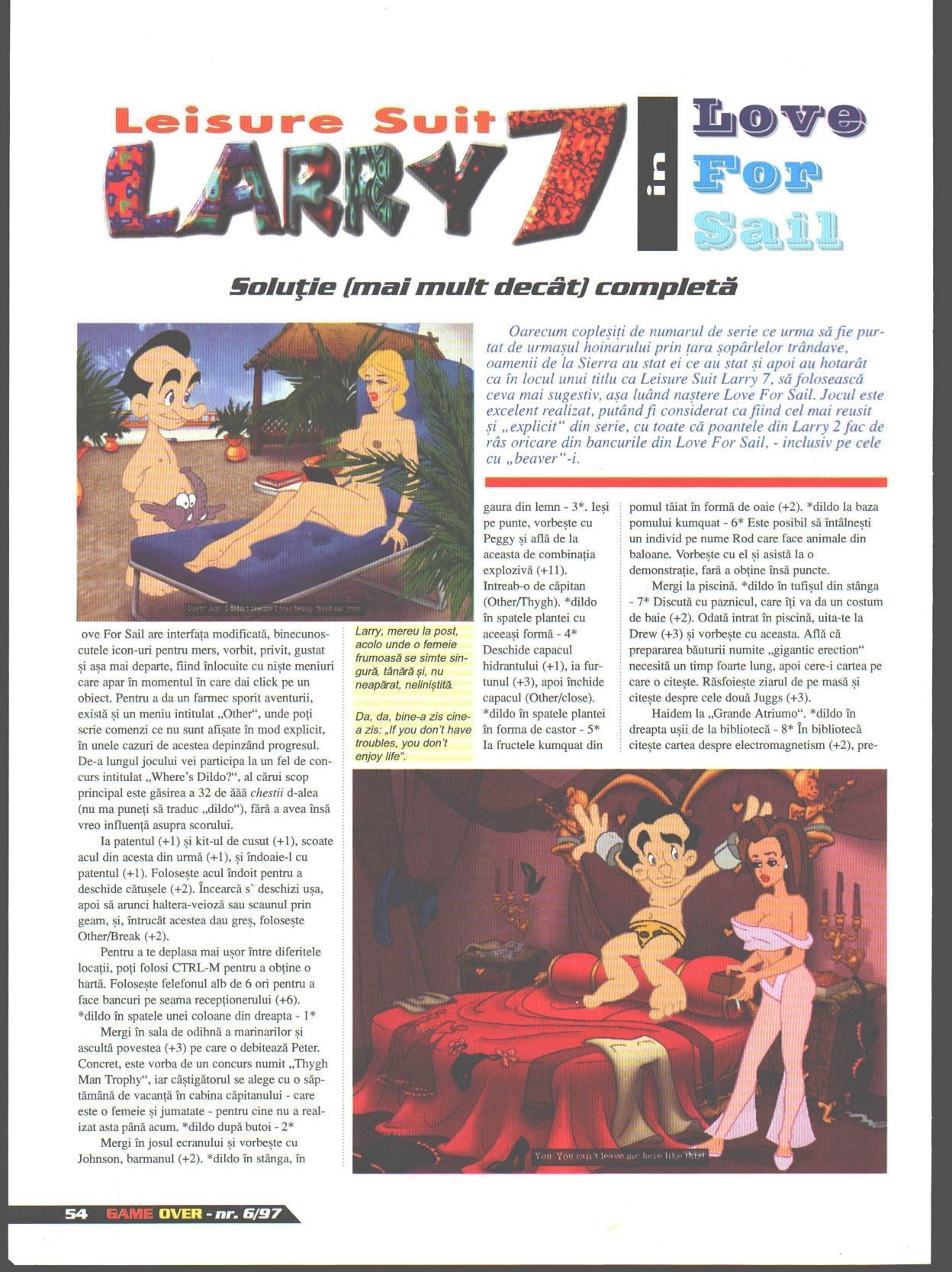 Numărul 6, pagina 56 — Leisure Suit Larry 7: Love For Sail — Soluție (mai mult decât) completă
