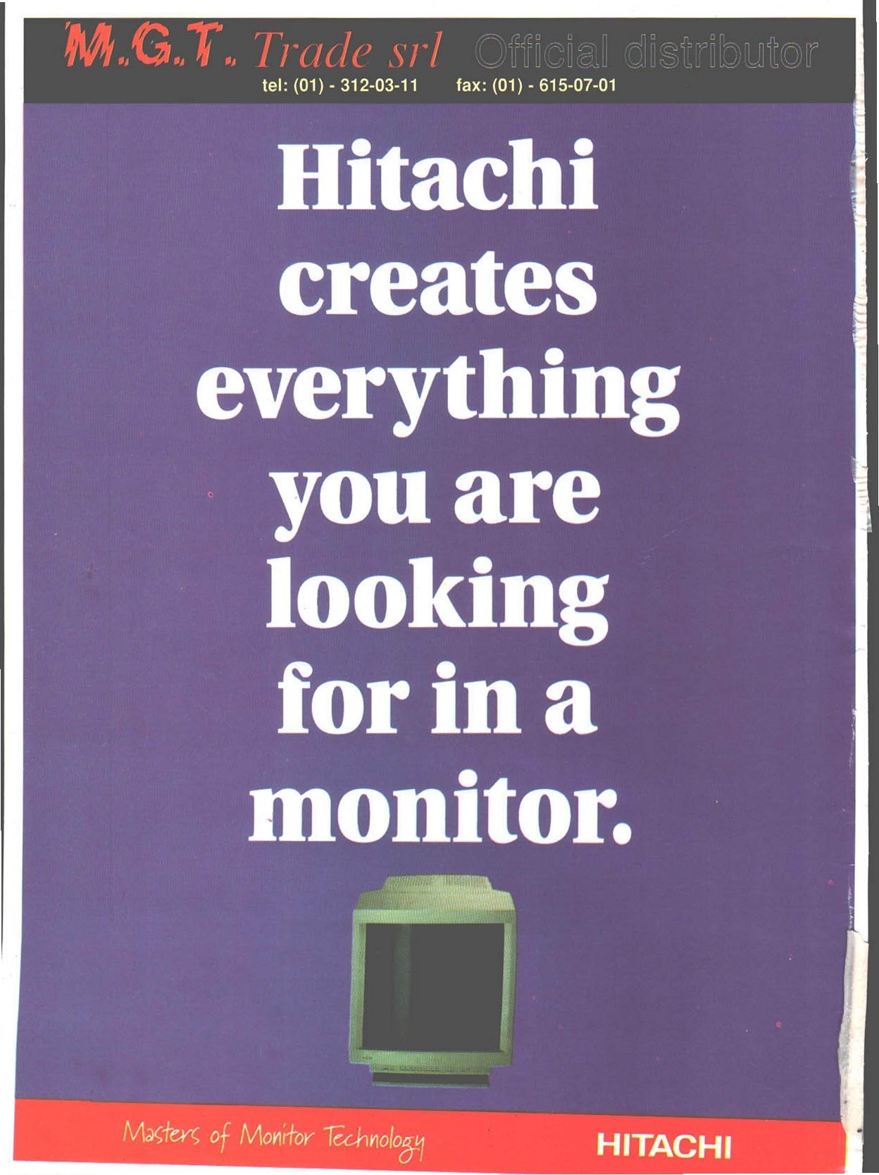 Reclamă M.G.T. Trade srl / monitoare Hitachi (coperta 2)