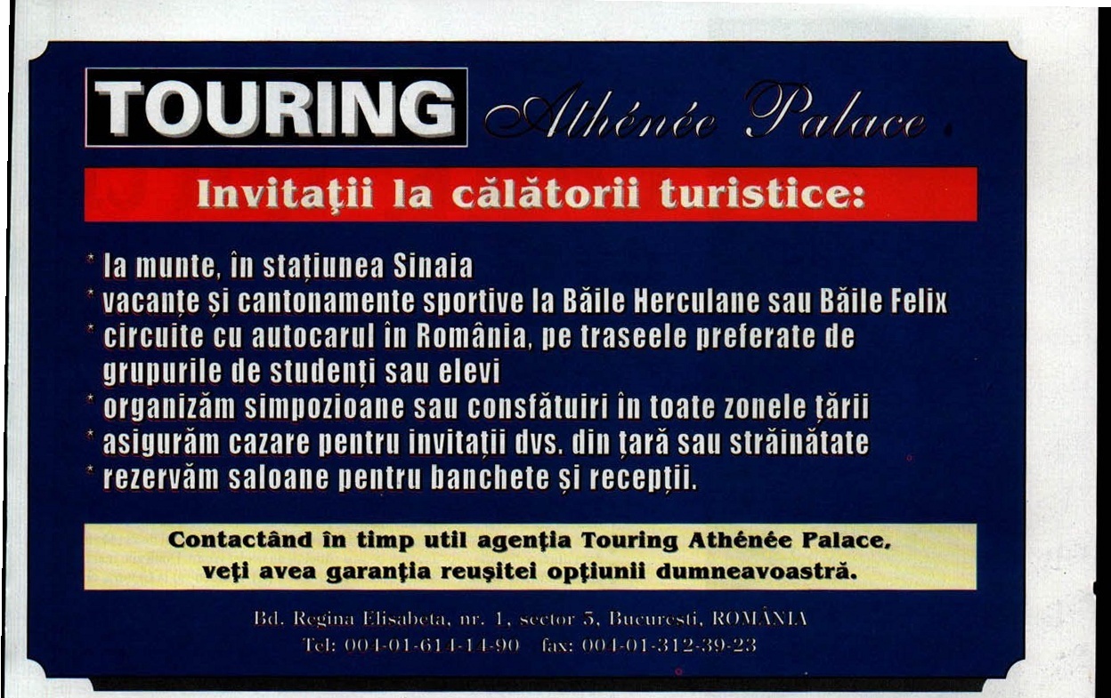 Reclamă Touring Athénée Palace