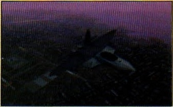 Avion de vânătoare în zbor peste un peisaj în amurg (fără text de legendă tipărit)