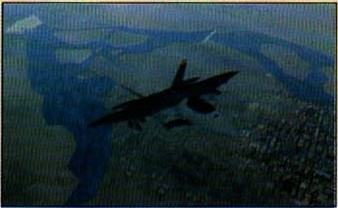 Avion de vânătoare văzut de sus, peste o deltă (fără text de legendă tipărit)