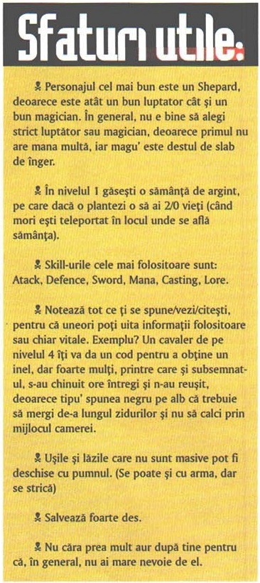 Caseta galbenă „Sfaturi utile:" cu antet negru