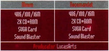 Caseta de resurse: Minim / Recomandat și Producator LucasArts