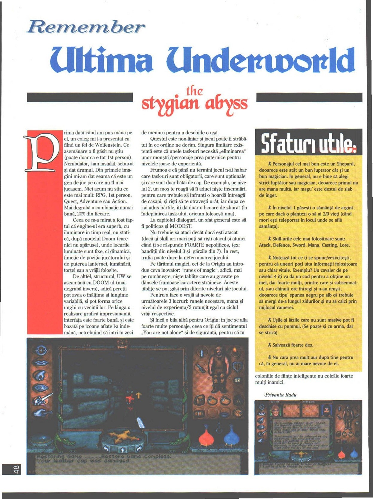 Numărul 7, pagina 50 — Remember Ultima Underworld — the stygian abyss