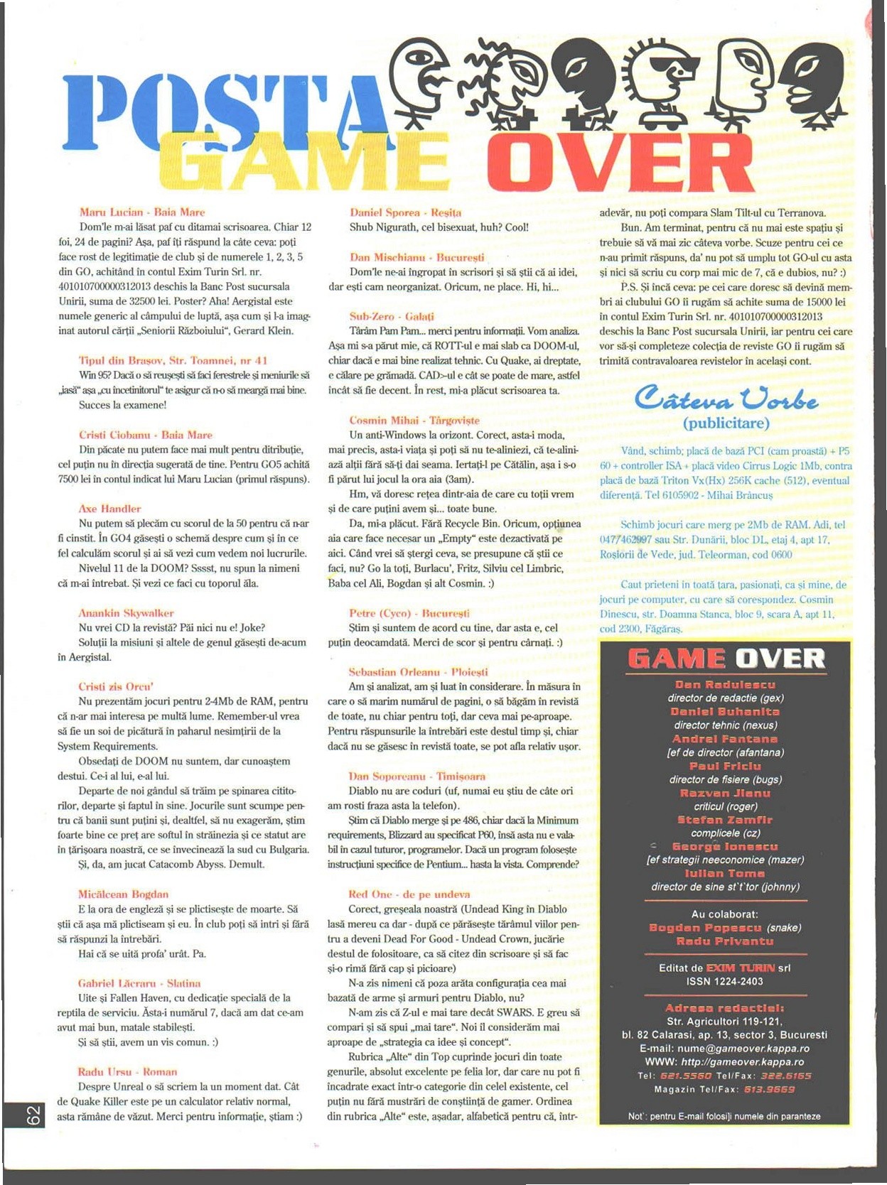 Numărul 7, pagina 64 — Câteva Vorbe (publicitare)