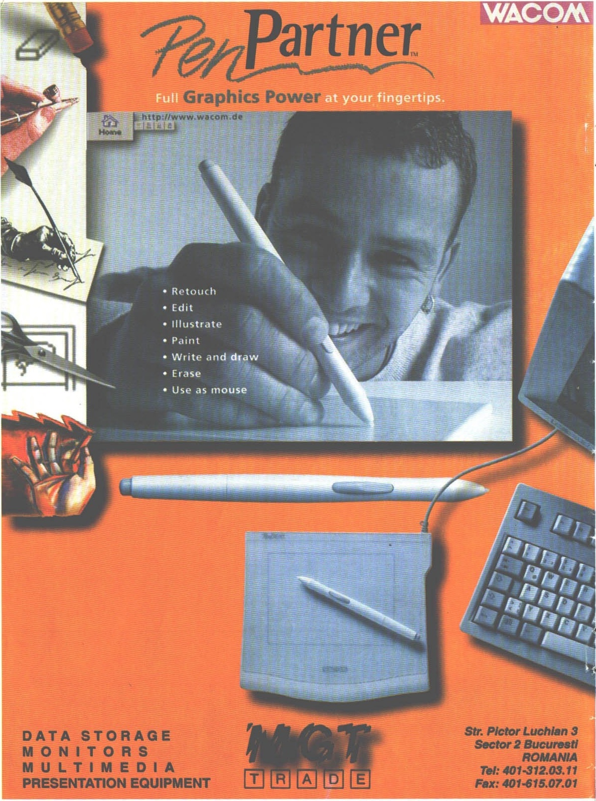 Reclamă WACOM PenPartner distribuită de M.G.T. Trade (coperta 2)