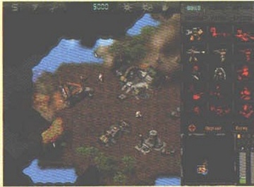 Screenshot fără legendă: hartă cu apă, poduri și clădiri, cu panoul BUILD deschis